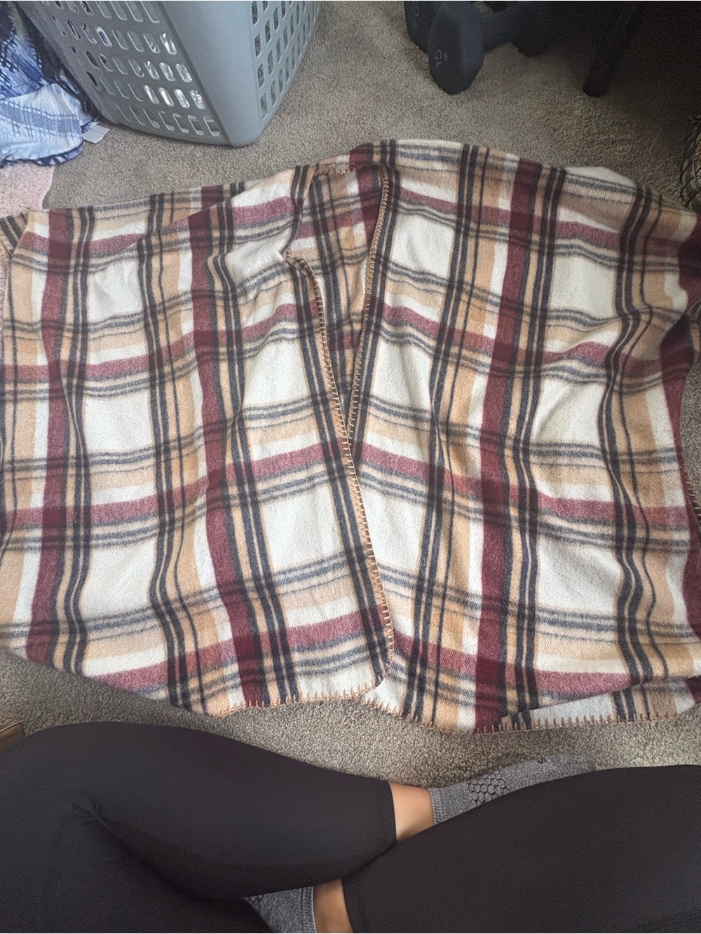 Plaid Wrap Skirt in Cream and Burgundy